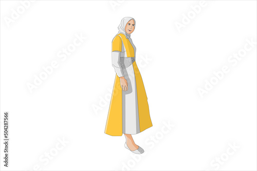 Vector illustration of muslim women posing