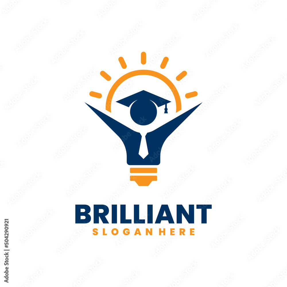 Student and bulb logo vector. Brilliant smart student logo template design  concept. Stock Vector | Adobe Stock