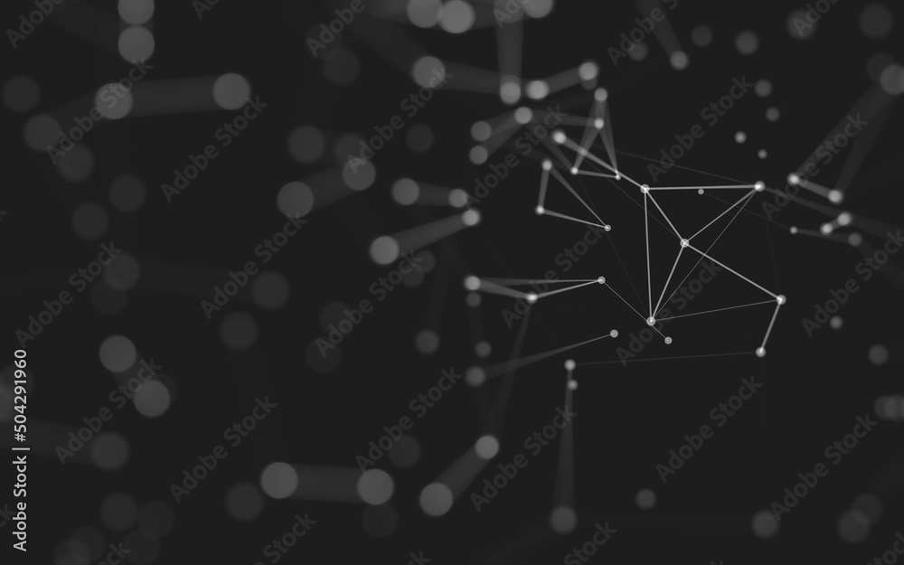 Abstract background. Molecules technology with polygonal shapes, connecting dots and lines. Connection structure. Big data visualization.