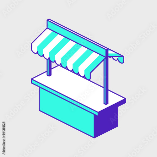 Market stand isometric vector icon illustration