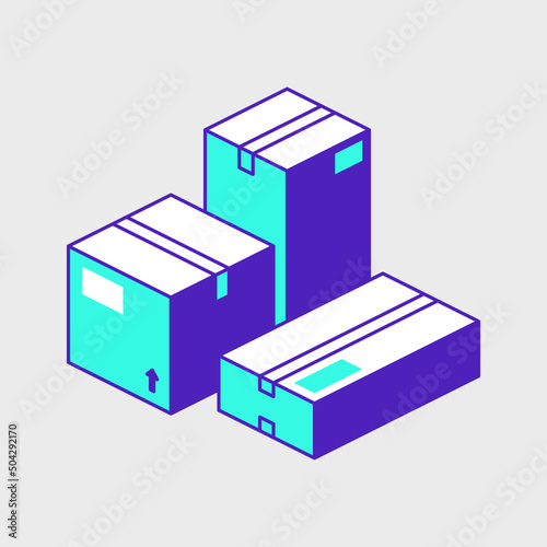 Different sized boxes isometric vector icon illustration © oelhoem
