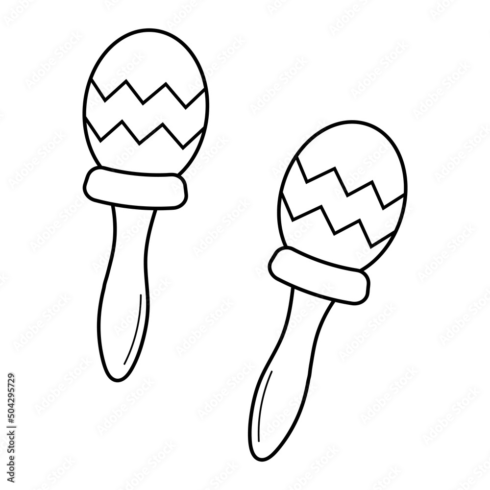 Decorated maracas in doodle style. Musical instrument. Decorated maracas in doodle style. Musical instrument.