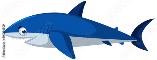 Cute shark cartoon character isolated