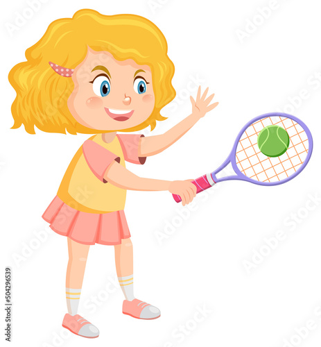 Cute girl tennis player cartoon