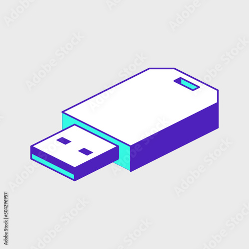 Thumb drive stick isometric vector icon illustration