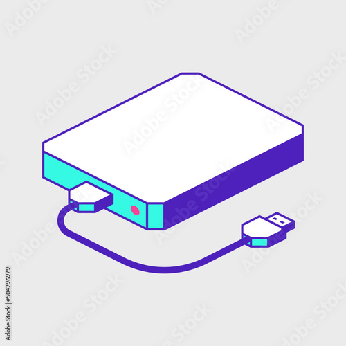 External hard drive storage isometric vector icon illustration