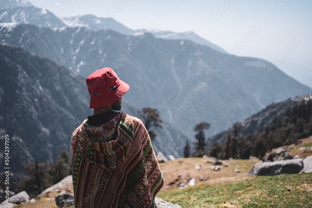 People Enjoying the View at Triund, Laka, Indrahar Pass Trail, Dauladhar Range, Himachal Pradesh, India People Enjoying the View at Triund, Laka, Indrahar Pass Trail, Dauladhar Range, Himachal Pradesh, India
