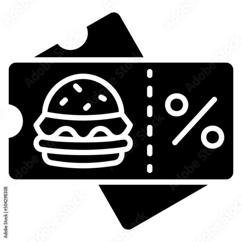 Coupon food voucher glyph icon. Can be used for digital product, presentation, print design and more.