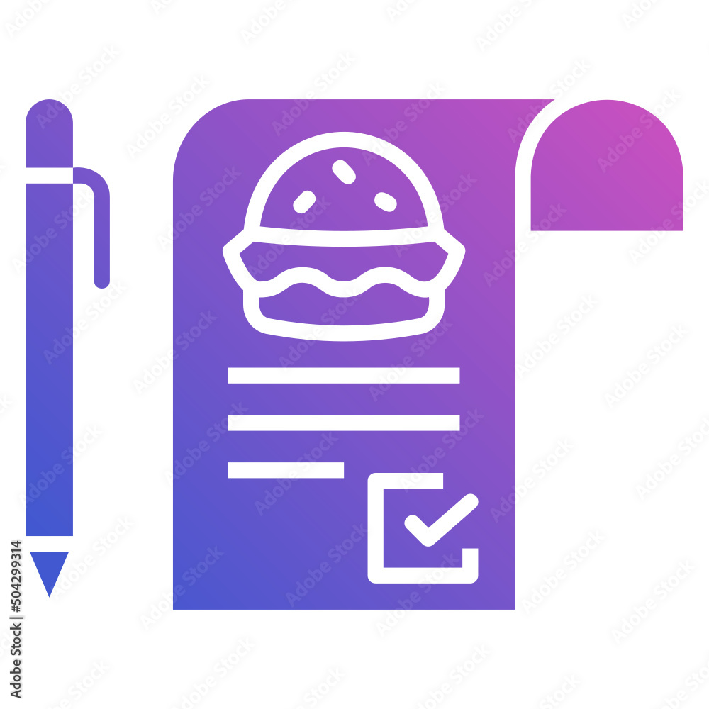 Order food checklist receipt flat gradient icon. Can be used for digital product, presentation, print design and more.