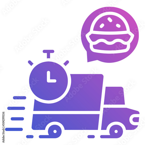 Fast delivery with truck flat gradient icon. Can be used for digital product, presentation, print design and more.