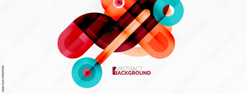 Creative geometric wallpaper. Minimal abstract background. Bright color geometric shapes on white backdrop. Business template for wallpaper, banner, background or landing