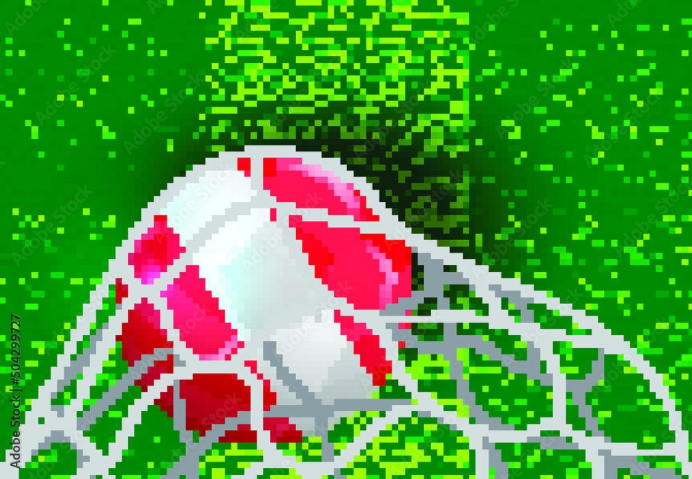 Soccer ball flag ,Grass,net, football field.Illustration design idea and concept think creativity.