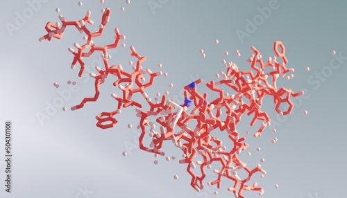 Human parathyroid hormone molecule, chemical structure. 3d licorice model based on protein data bank photo