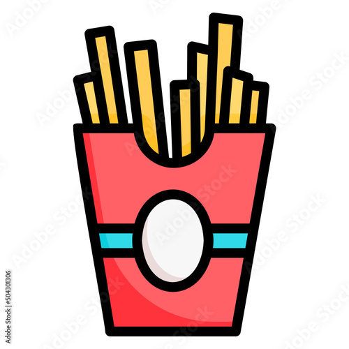 French fries filled line color icon. Can be used for digital product, presentation, print design and more.