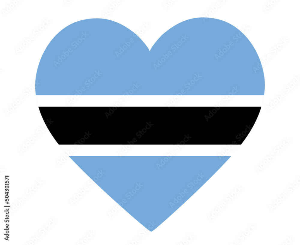 Botswana Flag National Africa Emblem Heart Icon Vector Illustration Abstract Design Element