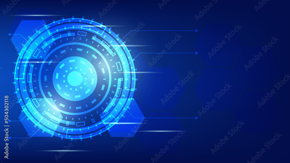 abstract futuristic innovation technology background concept. virtual glowing blue light Hi-tech circle digital HUD screen with copy space abstract futuristic innovation technology background concept. virtual glowing blue light Hi-tech circle digital HUD screen with copy space