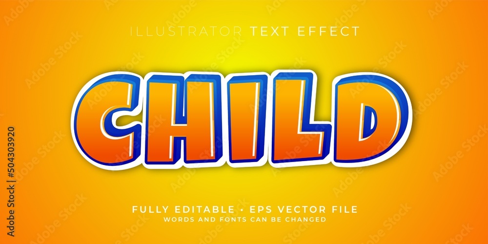 Fototapeta premium Child editable comic style text effect vector illustration