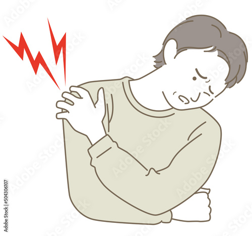 A man who has a pain in his shoulder and is in trouble