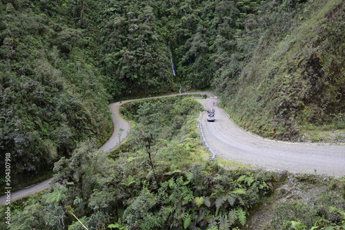 Death road, Camino de la Muerte, Yungas North Road between La Paz and Coroico, Bolivia photo