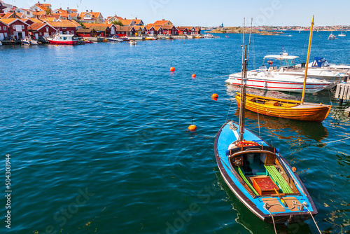 Canvastavla Wooden boats at a fishing village on the Swedish west coast