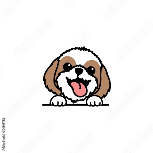 Vászonkép Funny shih tzu dog cartoon, vector illustration