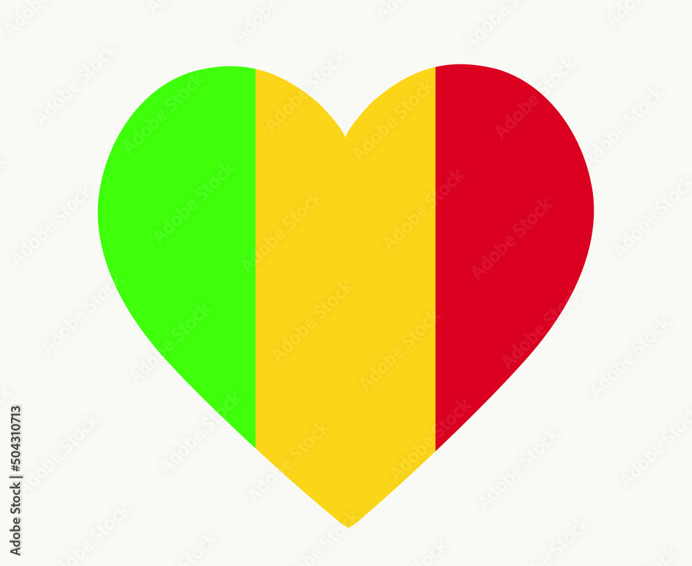 Mali Flag National Africa Emblem Heart Icon Vector Illustration Abstract Design Element Mali Flag National Africa Emblem Heart Icon Vector Illustration Abstract Design Element
