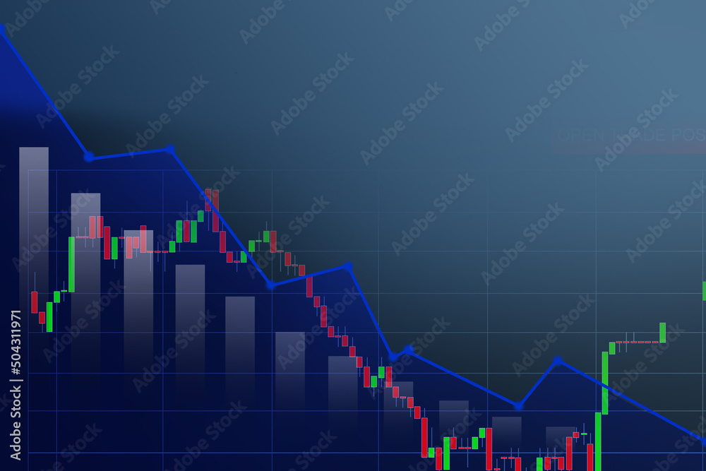 Stock Market Chart on Blue Background. share drop down Stock Market Chart on Blue Background. share drop down
