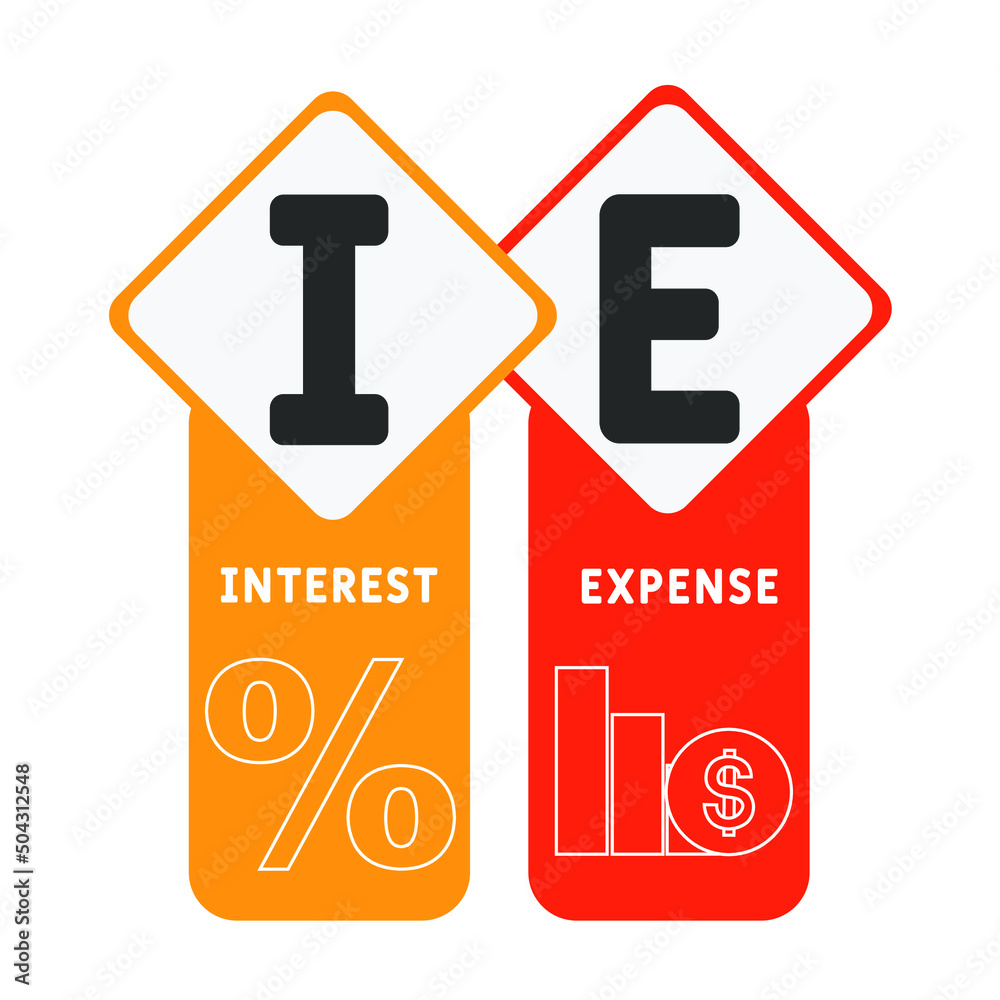 Obraz premium IE - Interest Expense acronym. business concept background. vector illustration concept with keywords and icons. lettering illustration with icons for web banner, flyer, landing pag