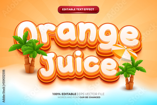 Orange Juice summer 3D Cartoon Comic Style editable text effect