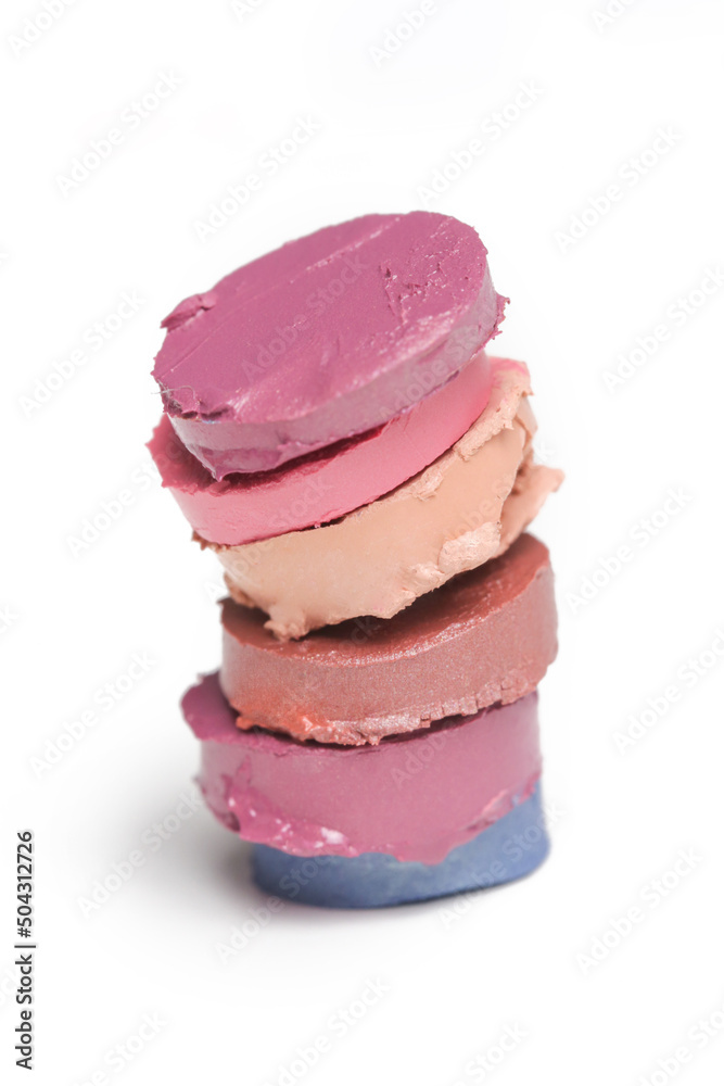 Lipstick cuts isolated on white background Lipstick cuts isolated on white background
