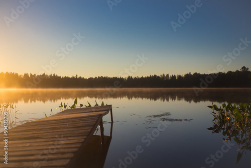 Sunrise over Lake with Dock