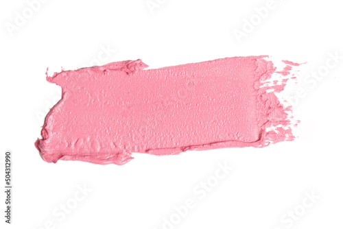 Pink ceamy makeup sample islated on white background. Decorative cosmetic smear. 