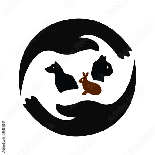 hand circle animals vector logo photo