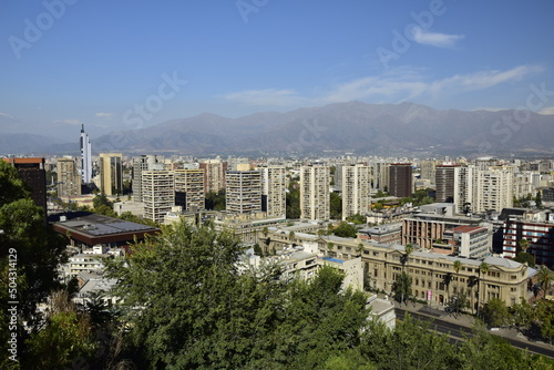 Aerial view of Santiago, Chile from Cerro Santa Lucia