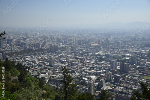 Aerial view of Santiago  Chile from Cerro Santa Lucia