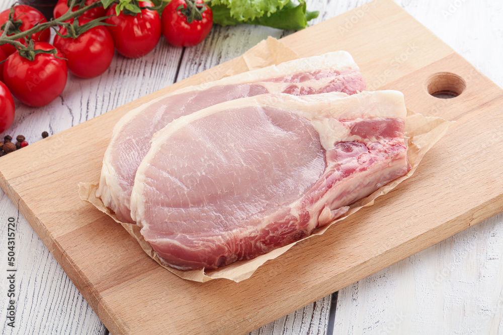Raw pork t-bone steak for grill Raw pork t-bone steak for grill