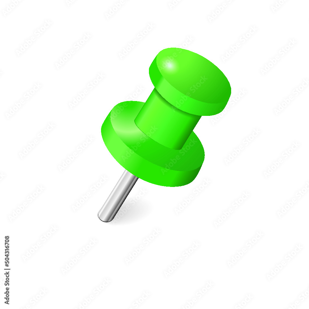 Green push pin isolated on a white background Green push pin isolated on a white background