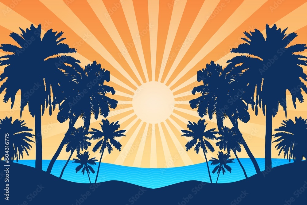 Summer Beach Flat Background