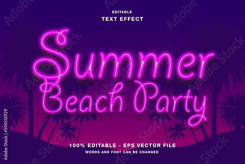 Wallpaper Mural Summer Beach Party Neon Glow Text Effect Torontodigital.ca