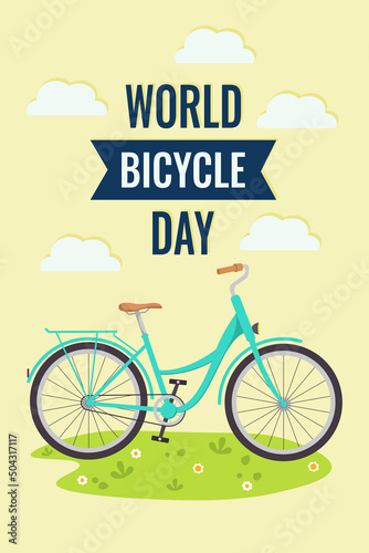 World bicycle day. Template vector illustration. Illustration of Concept World bicycle day. Vector illustration. Poster with phrase 'World Bicycle Day'