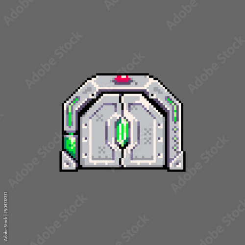 Pixel art closed door illustration vector