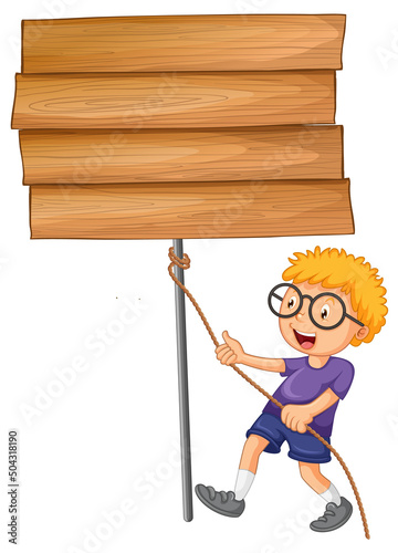 Board template with happy boy