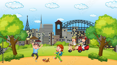 Children playing outdoor park