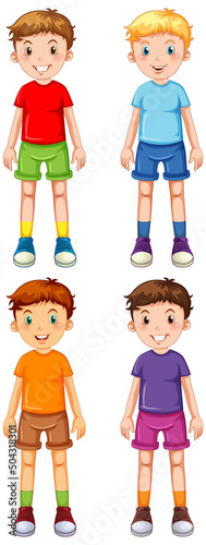 Set of different kindergarten boys