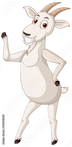 White goat standing on two legs