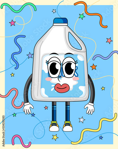 Funny milk bottle cartoon character