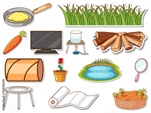 Sticker set of mixed daily objects