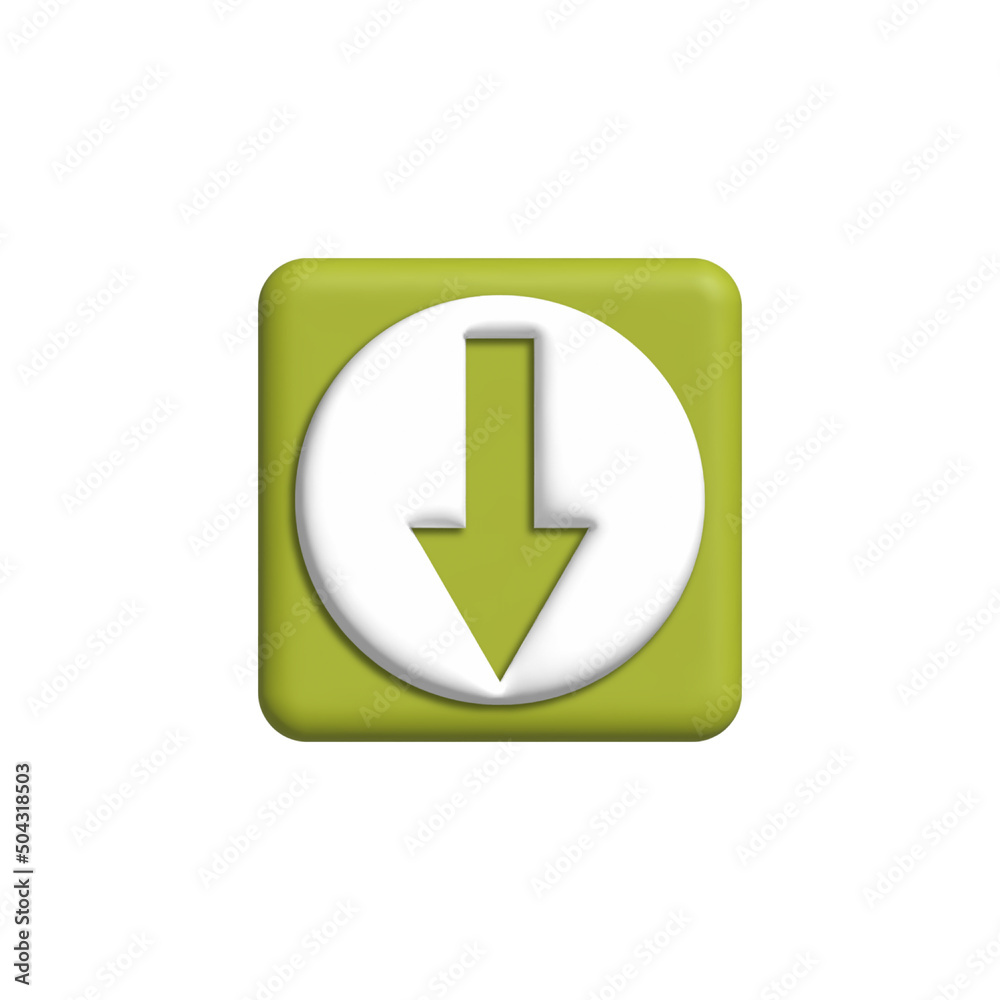 illustration of the down arrow icon 3d rendering. Cartoon minimalistic style illustration of the down arrow icon 3d rendering. Cartoon minimalistic style