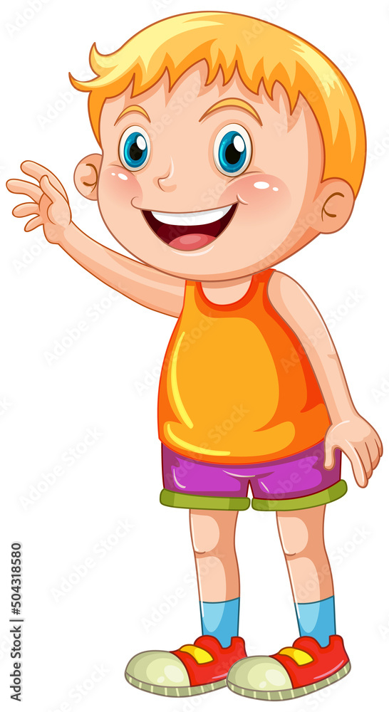 Happy young boy cartoon character standing