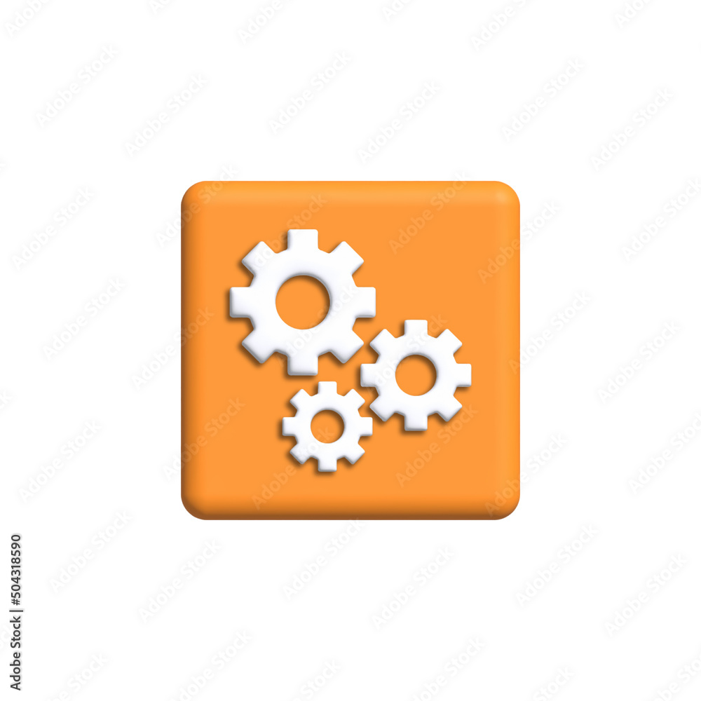 illustration of the gear icon 3d rendering. Cartoon minimalistic style illustration of the gear icon 3d rendering. Cartoon minimalistic style